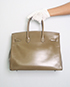 Birkin 35 Box Leather in Vert Olive, back view